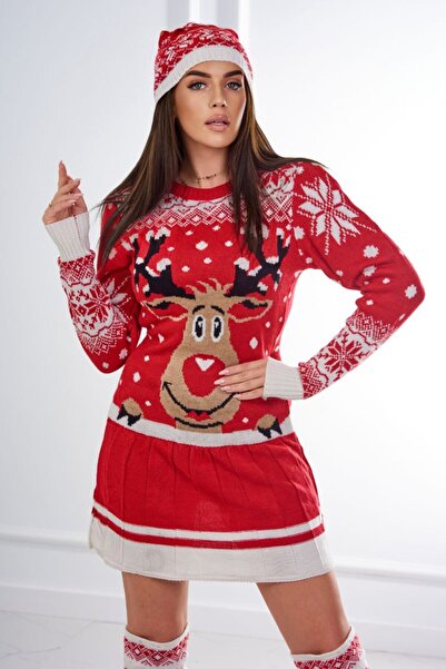 OEM Set de Crăciun V cu rochie, căciulă și șosete roșii până la genunchi - mă...