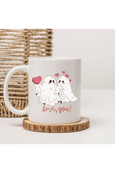 kubdekor كوب هايليت فيلوسنت لعيد الحب مكتوب عليه عبارة 'أحبك' لعيد الحب مطبوع