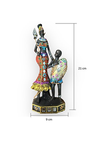 Natavanbutık ✨ Egzotik Esintiler: Afrikalı Savaşçı Kadın ve Çocuk Biblo Heyke...