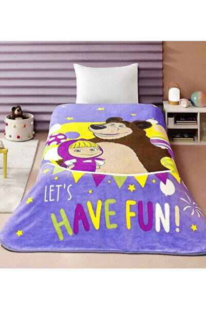 VELLON HOME TEKKİŞİLİK BATTANİYE MAŞA İLE KOCA AYI