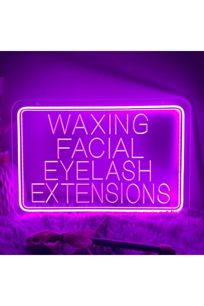 Slasa Waxing Facial Eyelash Extensions LED Neon Sign 30x25 cm Purple Acrylic ...