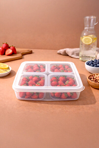 Kitchen Life 2'li Sızdırmaz Kapaklı 4+1 Bölmeli Kahvaltılık Saklama Kabı-Buzd...