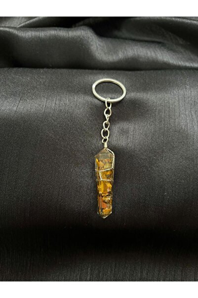 Doğaltaş Tiger Eye Natural Stone Keychain