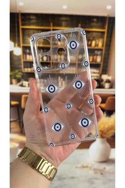 Vip Case Redmi Note 14 Compatible Evıleye Patterned Transparent Shock-Absorbi...