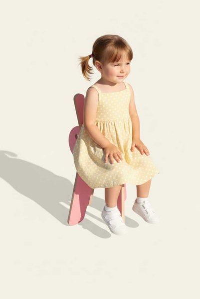 Muall Collection Natural Wooden Children's Chair with Rabbit Ears - Pink Montessori Children's Room Activity Stool