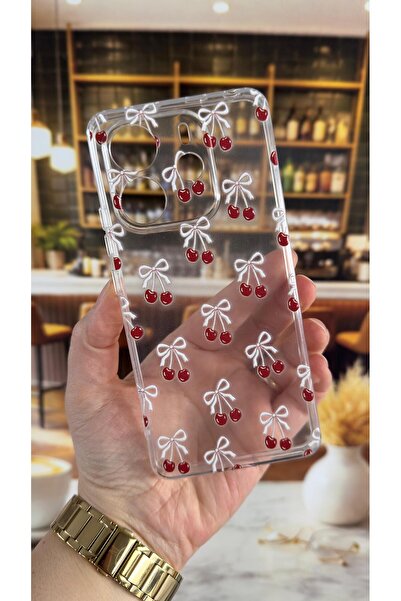 Vip Case Redmi Note 14 Compatible Cherry Pattern Transparent Shock-Absorbing ...