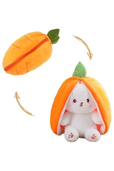 OEM Jucărie de pluș Malvys®, Iepuraș Morcov, Portocaliu/Alb, 45 cm