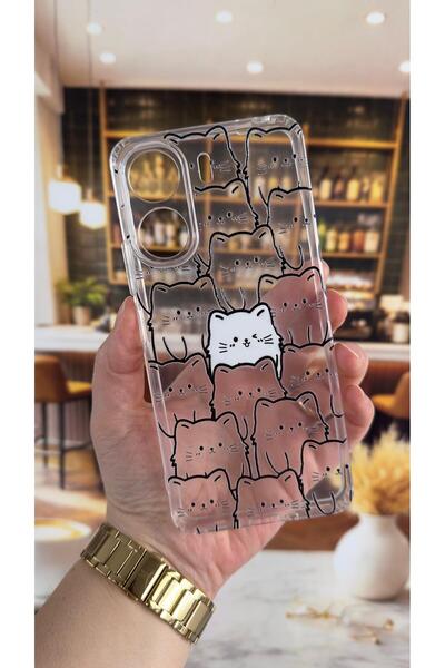 Vip Case Redmi 13C Compatible Manycat Patterned Transparent Shock-Absorbing C...