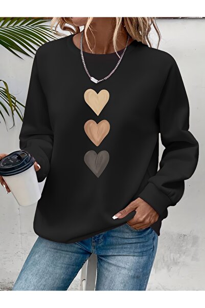 Deocept Minimal Printed Crew Neck White Women's Sweatshirt