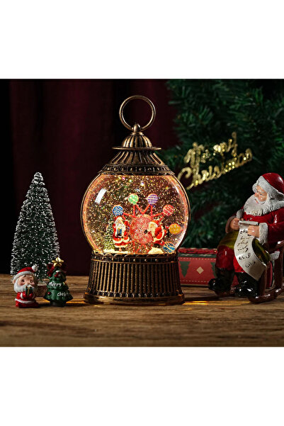 OEM Felinar decorativ Craciun tip glob cu scena fixa si efect de ninsoare, lu...