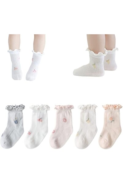 Arabest Pleated socks knee-length solid color cotton stockings ,for newborn g...