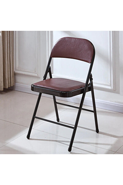 OEM Scaun pliabil cadru metalic tapitat piele ecologica rezistent - Bordo