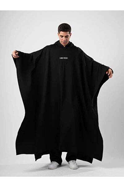 LAND MODA BATMAN Pelüş Astarlı Giyilebilir Hoodie Battaniye Siyah