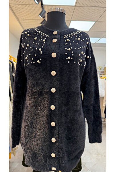 LUXURY Angora model incili taş detaylı ceket