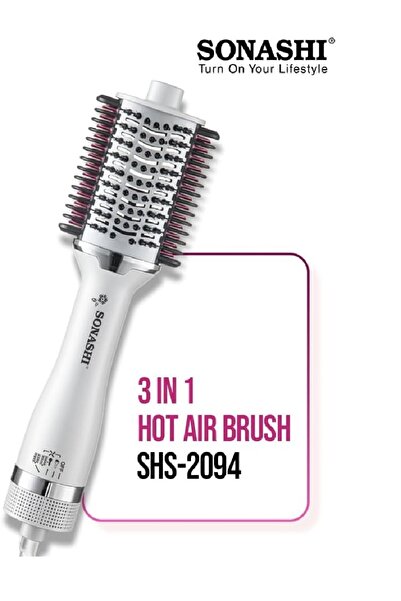 sonashi فرشاة هواء ساخن 3 في 1 SHS-2094 بيضاء | أسطوانة سيراميك، سرعتان وخاصي...