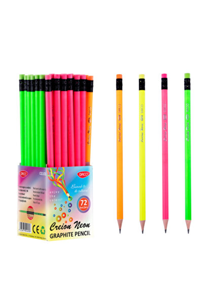daço Black HB pencil with Daco eraser neon colors