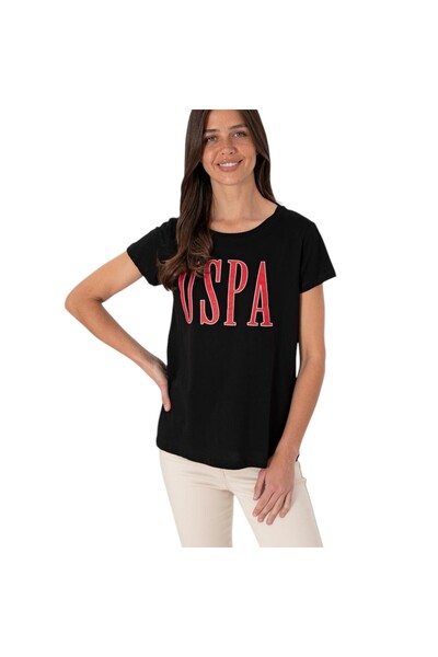 U.S. Polo Assn. تي شيرت نسائي مطبوع عليه علامة تجارية