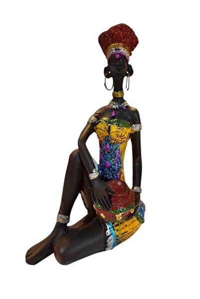 Natavanbutık ✨ Zarafetin Simgesi: Oturan Afrikalı Kadın Biblo Heykel ✨Küçük B...