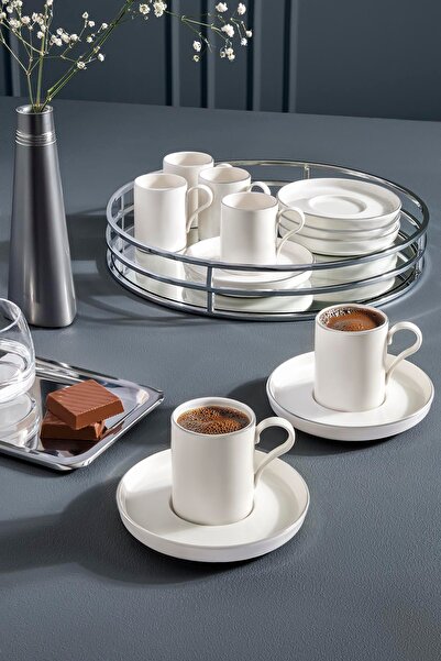 Kütahya Porselen Bone Desire 12 Parça 6 Kişilik Kahve Takımı Platin
