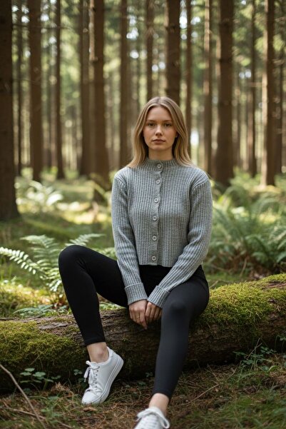 Trendmoona Gri Fitilli Yumoş Hırka