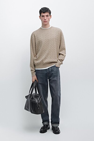 Massimo Dutti Pamuklu saç örgülü kazak