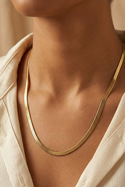 AURRARİ Gold Italian Scrunch Chain Steel Necklace