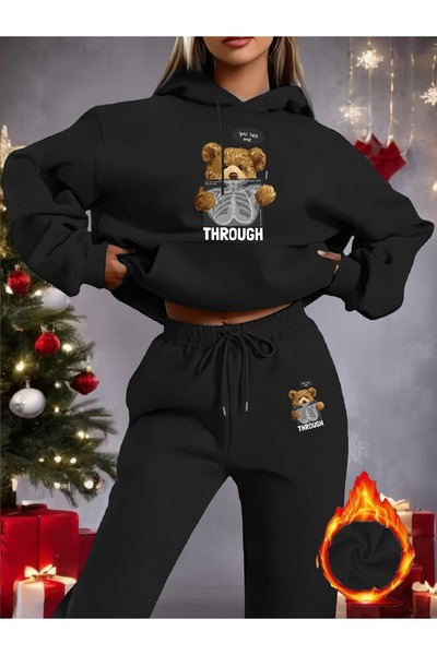 ship master Unisex Hooded Tracksuit Set 100% Cotton Alphabet Printed Hoodie a...