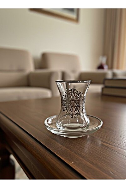 DECOSTYLE Venus Silver Paşabahçe Thin Waist 12 Piece Tea Set Cup Set