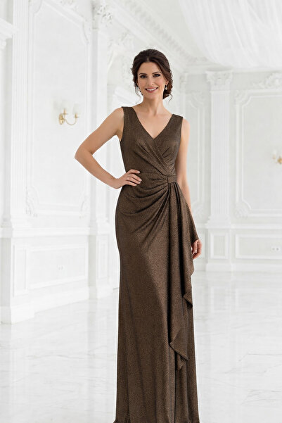 dml giyim Metalik simli kumaş elbise