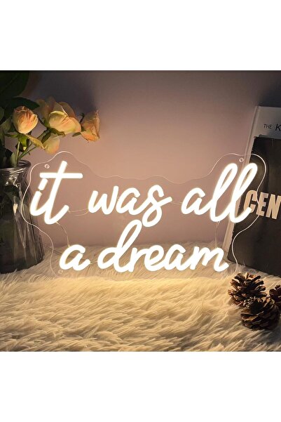 Slasa لوحة نيون LED "كان كل ذلك مجرد حلم" مقاس 40 × 21 سم، ديكور حائط من الأك...