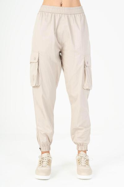 MARATON Comfort Women's Turned-Up Elastic Leg Stone-Color Trousers