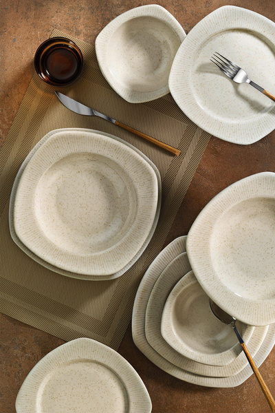 Kütahya Porselen Çisil 24 Parça 6 Kişilik Yemek Takımı Tarçın