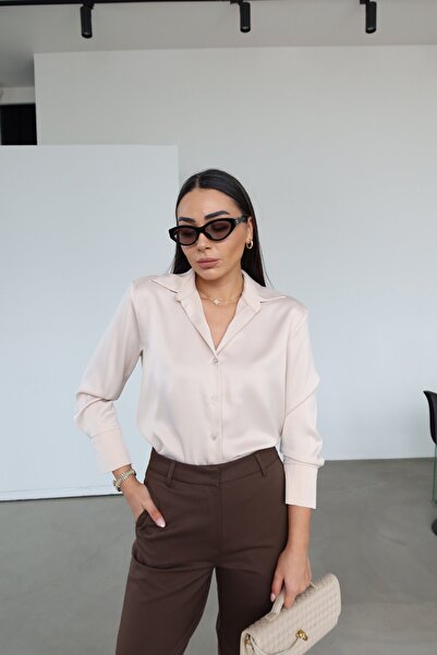 Özge Özgenç Tok Doku Satin Shirt