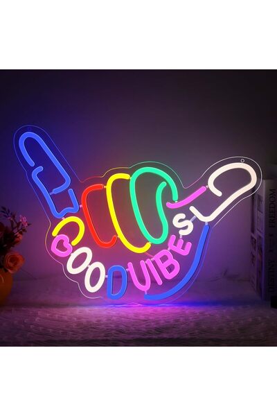 Slasa Good Vibes Only LED Neon Sign 30x43 cm Multicolor Acrylic Wall Decor