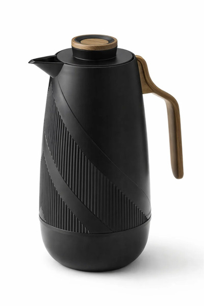 Urbanza Modern Insulated Serving Flask in Black with Textured Body and Ergono...