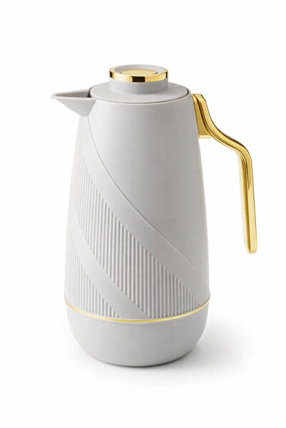 Urbanza Elegant Insulated Serving Flask with Gold Handle and Textured Body fo...