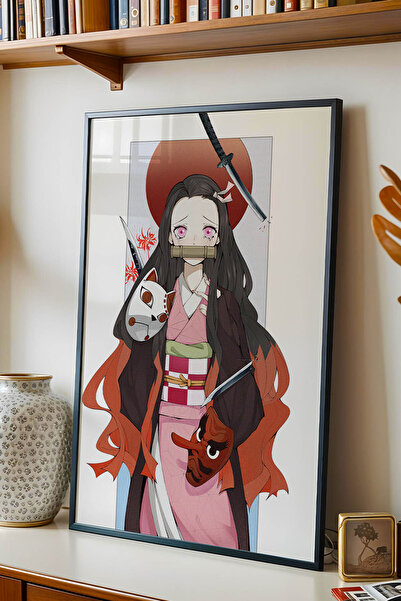 e2nova Nezuko Kamado Çerçeveli Tablo - Lüks Demon Slayer Anime Sanat Posteri ...