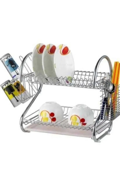 OEM STAINLESS STEEL Dish Rack with Plastic Tray 6 Cup Holder