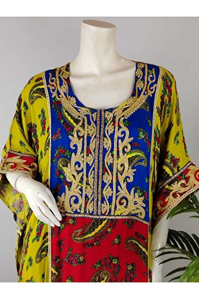 ASIAN جلابية روعة نسائية واسعة بتصميم تراثي ملون – مريحة وخفيفة للاستخدام الي...