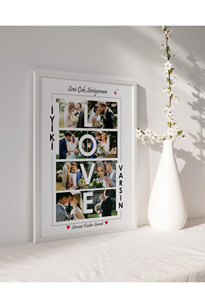 çınararthome Kişiye Özel LOVE Fotoğraflı Çerçeve Tablo | Sevgililer Günü Hedi...