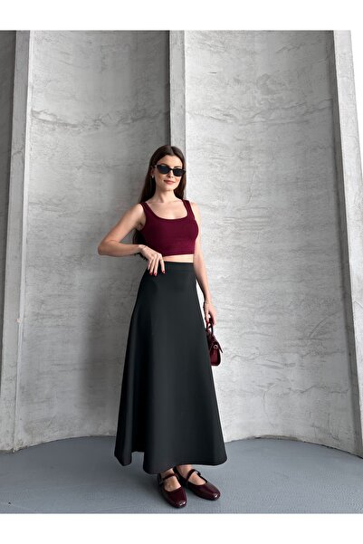 eyyebelle تنورة نسائية من قماش المودال بخصر مطاطي