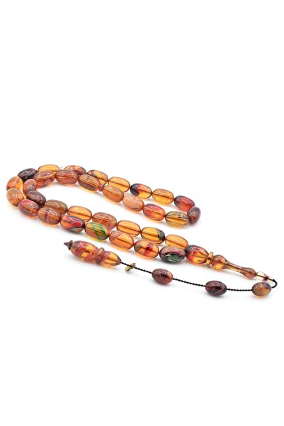 Murty99 سبحة من خرز العنبر الملون المقطوع بشكل اللوز مع توقيع الرئيس سيركان