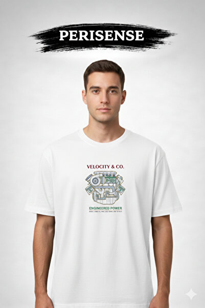 PERISENSE Tricou unisex supradimensionat din bumbac pieptănat premium, cu imp...