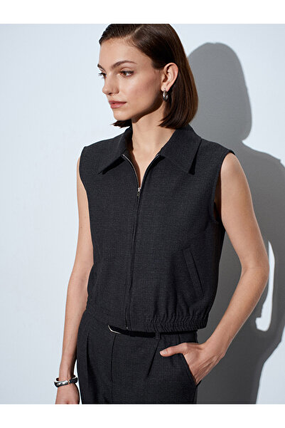 Dilvin 60603 Pocket Detailed Bomber Vest-Anthracite