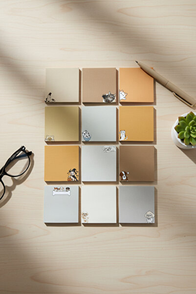 Renkli Zeka 12-Piece Cat and Dog Patterned Memo Pad Set, (10X10) 110 Gr Thick...