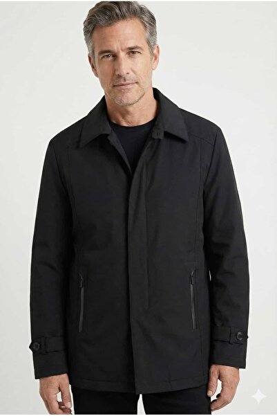 uppstairs Polo Collar Black Men's Coat