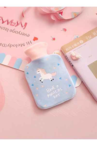 Neesa Sıcak Su Torbası Sevimli Unicorn ile sıcak ve rahat anlar-Mavi