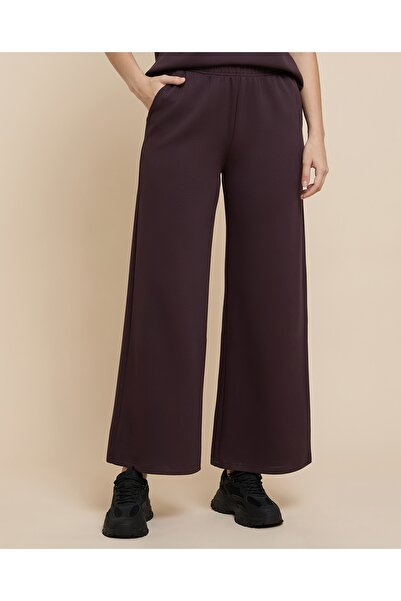 R&B Solid Wide Leg Pants with Elastic Waist