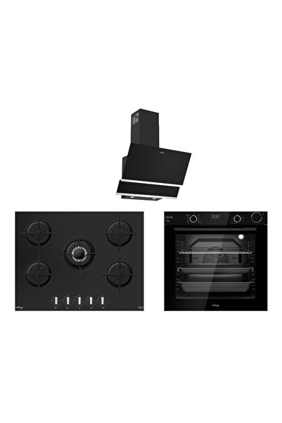 Tommatech TT300 Siyah Ankastre Set TDE6001BG Davlumbaz + TAO7001BG Ocak + TAF...