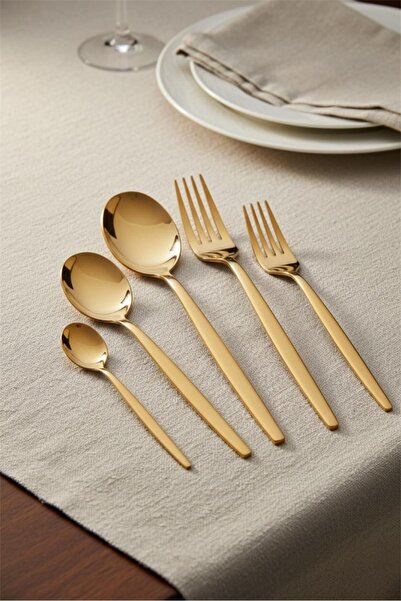 Bayev Lisbon Gold 60 Piece Elegant Cutlery Set - Stainless Steel Cutlery Set ...